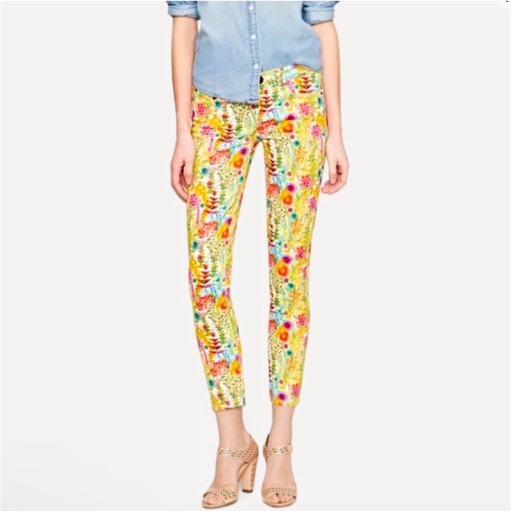 J.Crew Toothpick Liberty Ankle Tresco Floral Denim 24 XS 00 0